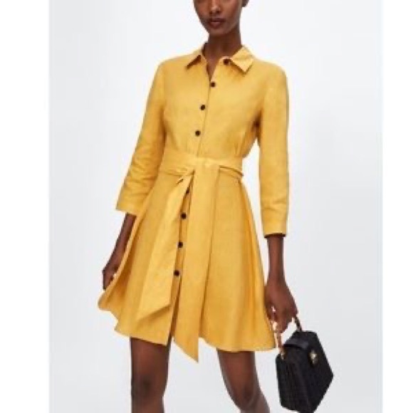 Zara yellow Linen dress - Picture 1 of 6
